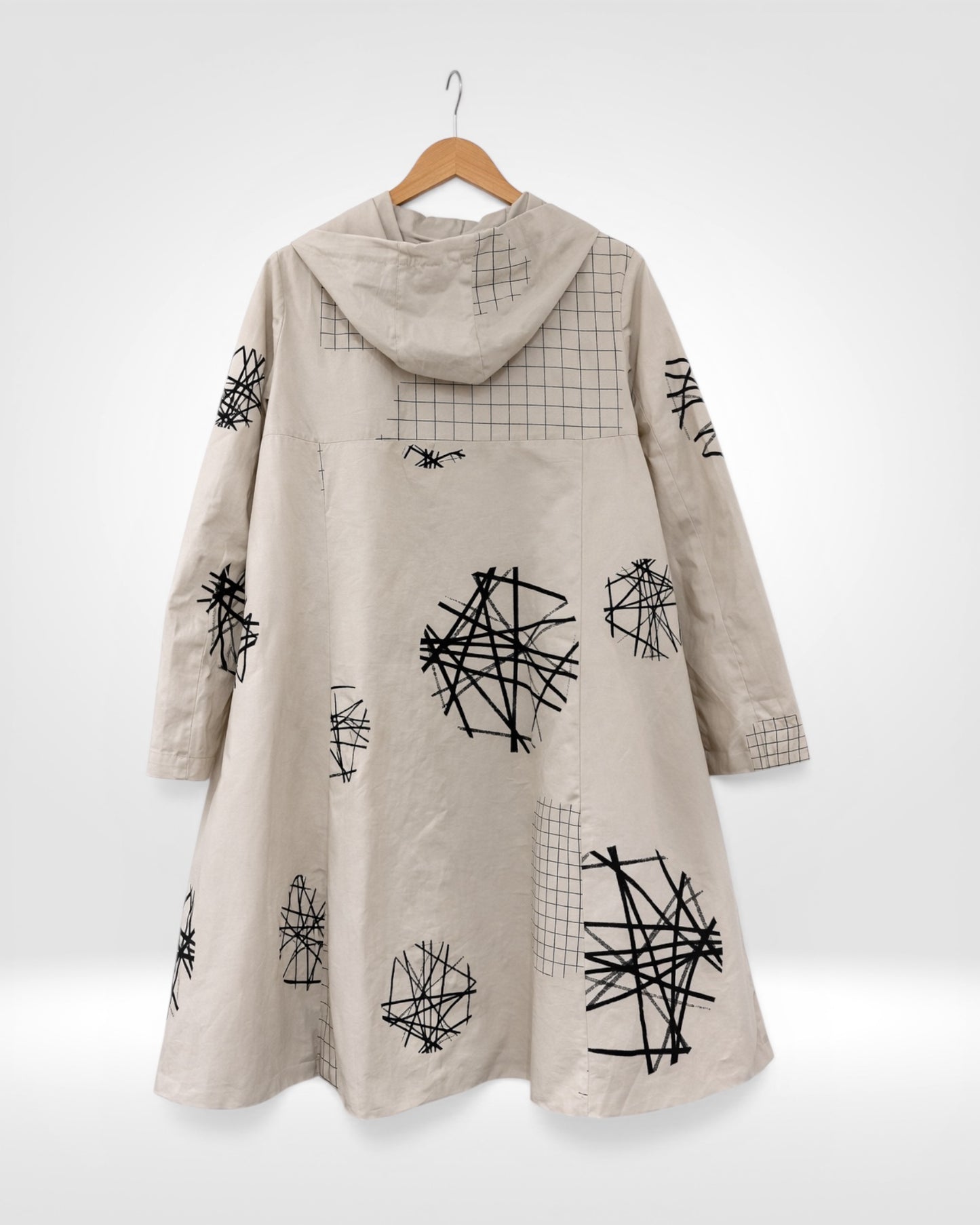 Abstract Grid Hooded Coat (Bella Blue)