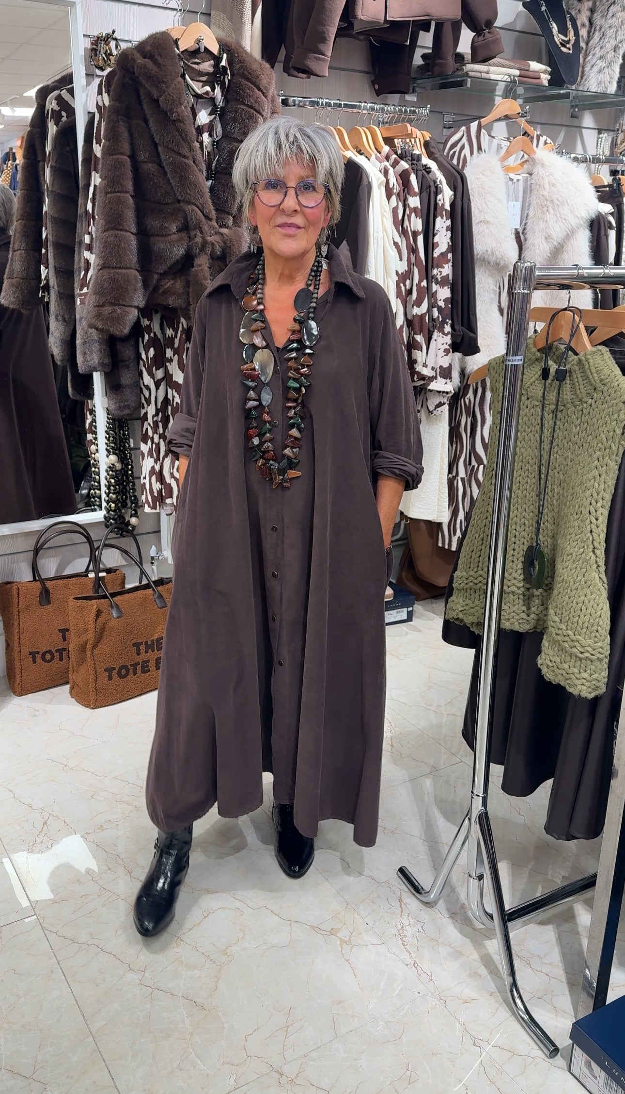 Needlecord Button-front shirt Dress