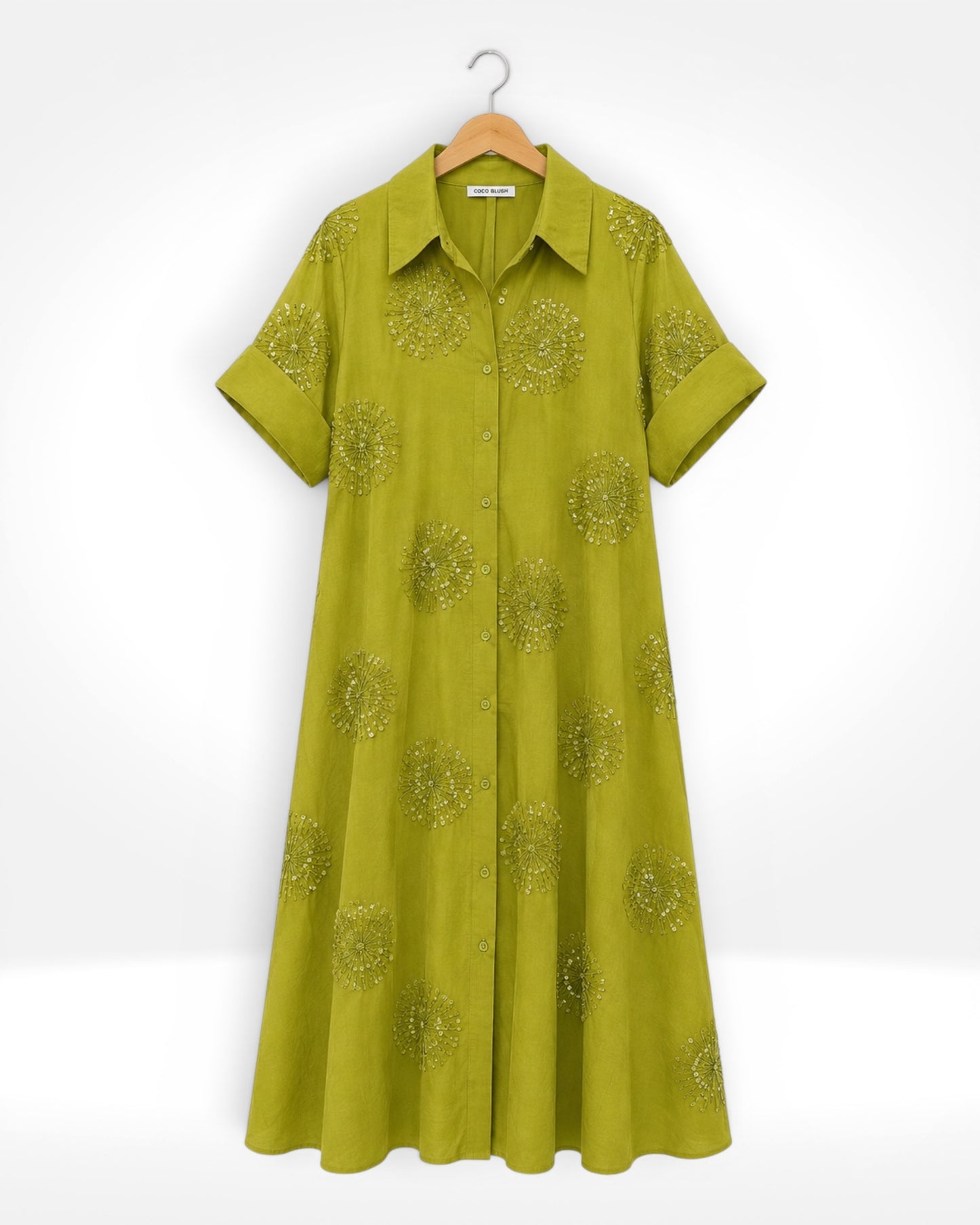 Bloom Pailletten Baumwollhemdkleid