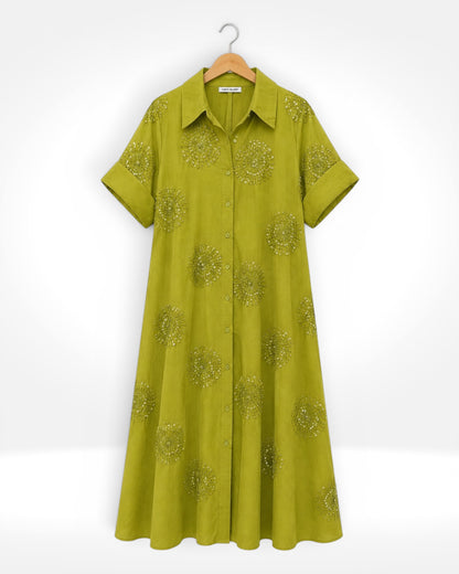 Bloom Pailletten Baumwollhemdkleid