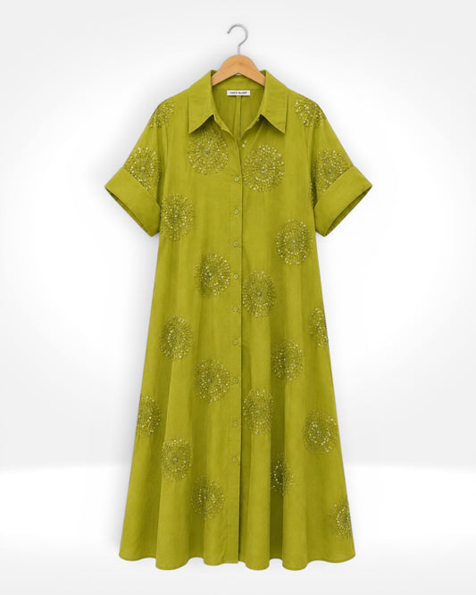 Bloom Sequin Cotton Shirt Dress