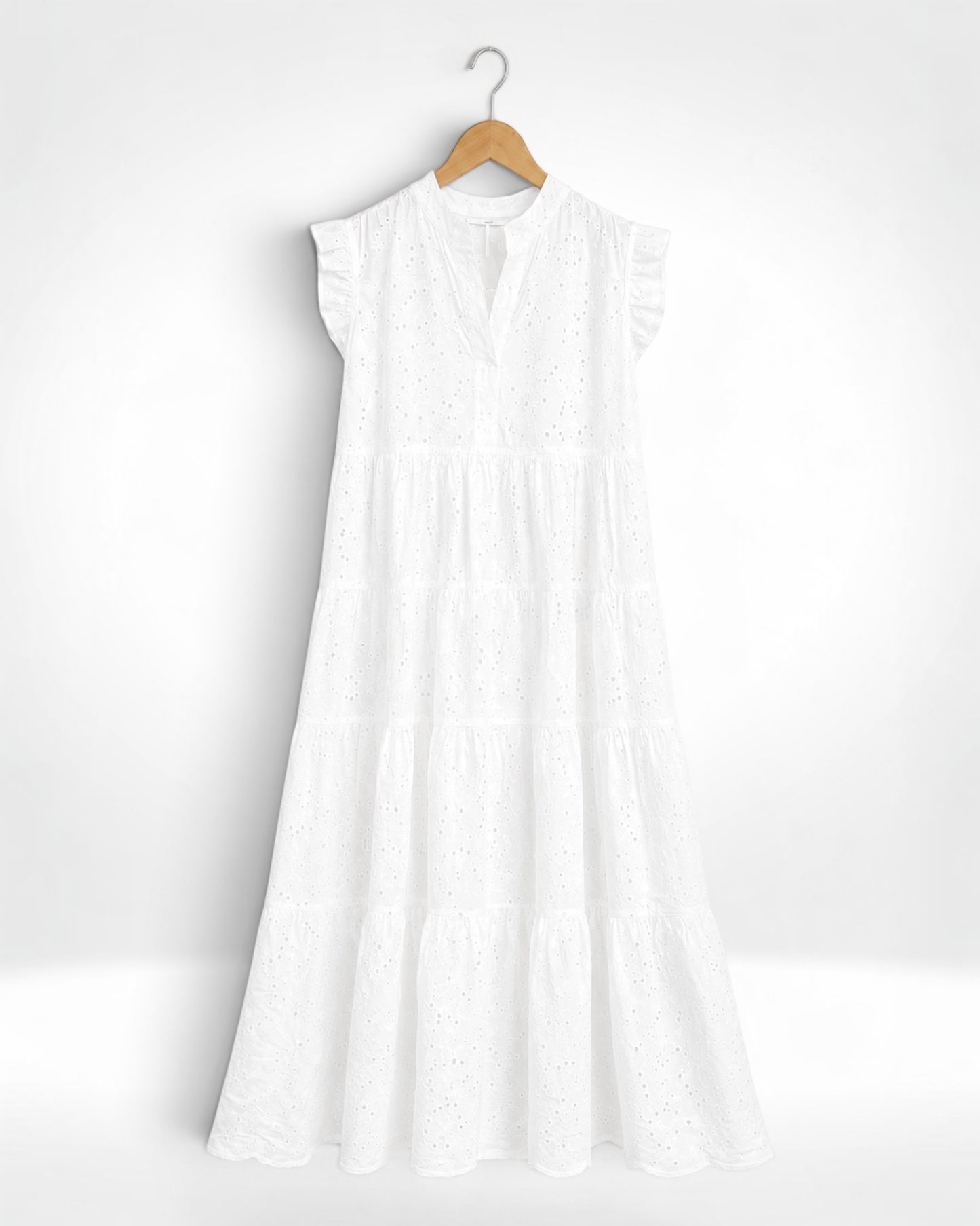 Broderie Anglaise Frill Sleeve Dress