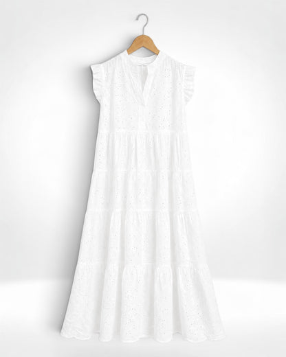 Broderie Anglaise Frill Sleeve Dress