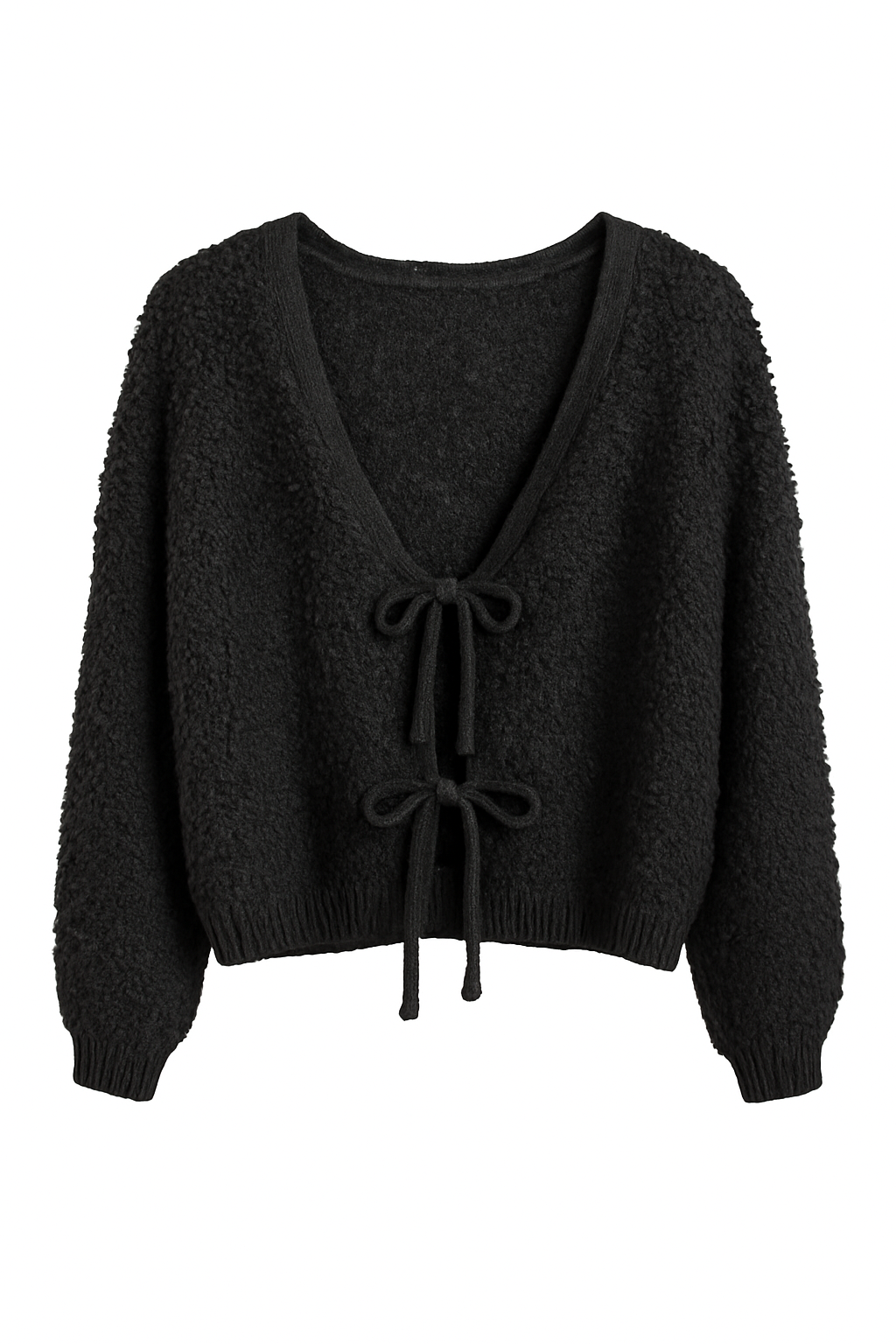 Bouclé Tie Knit Cardigan