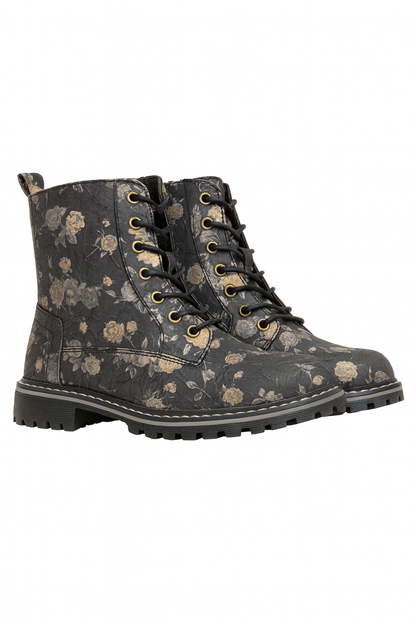 Midnight Bloom Combat Boots