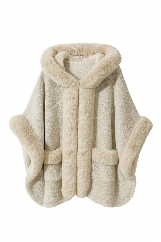 Arctic Bliss Faux Fur Hooded Cape