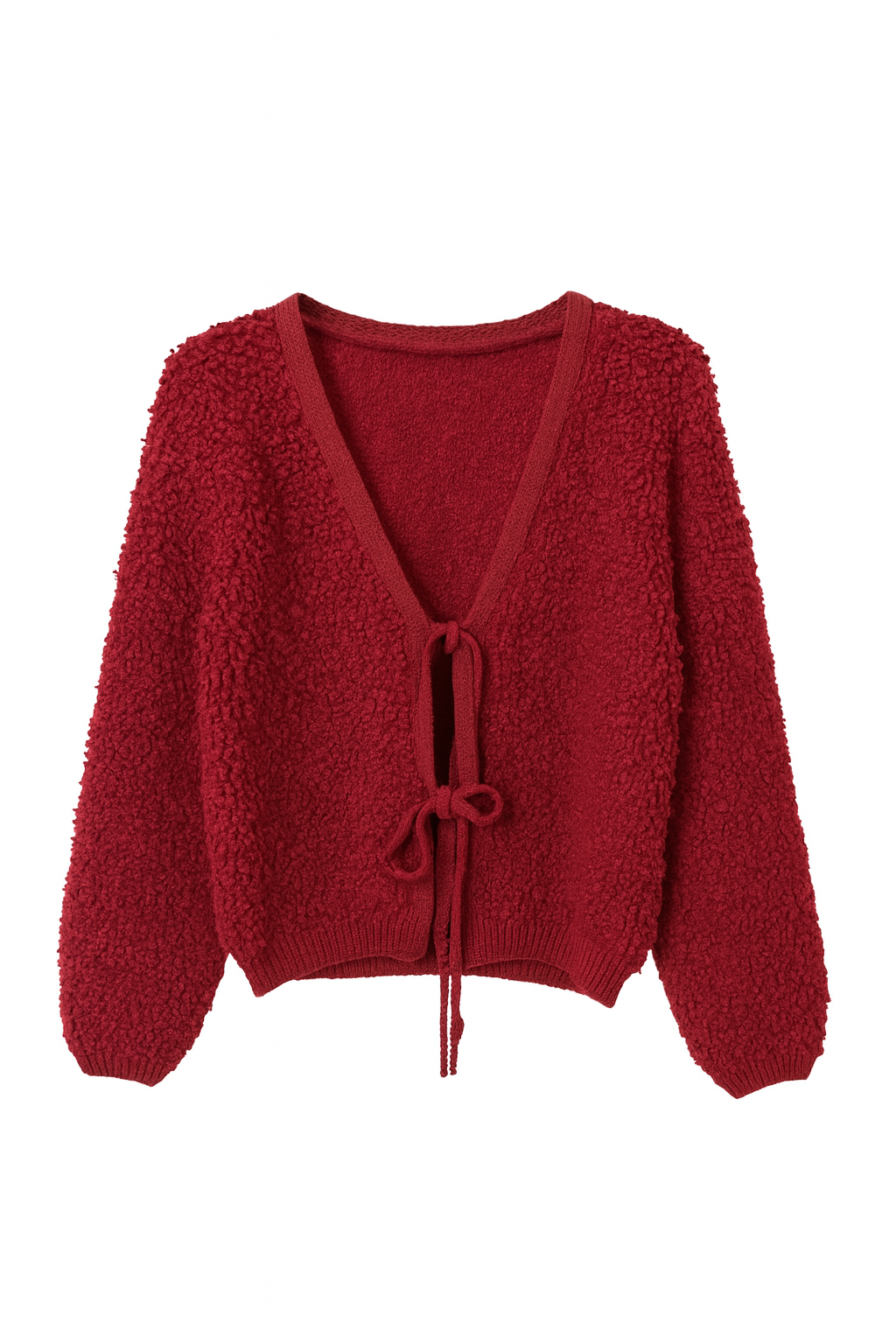 Bouclé Tie Knit Cardigan