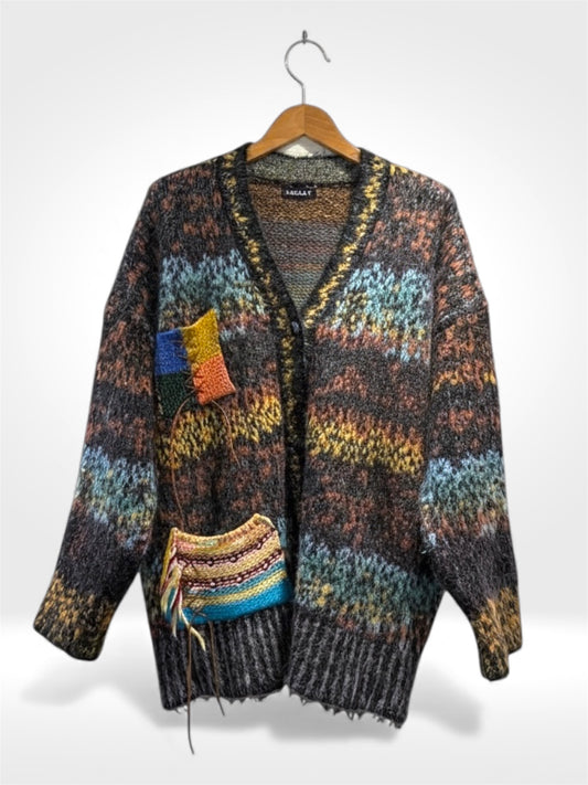 Rustic Patchwork Heritage Knit Cardigan