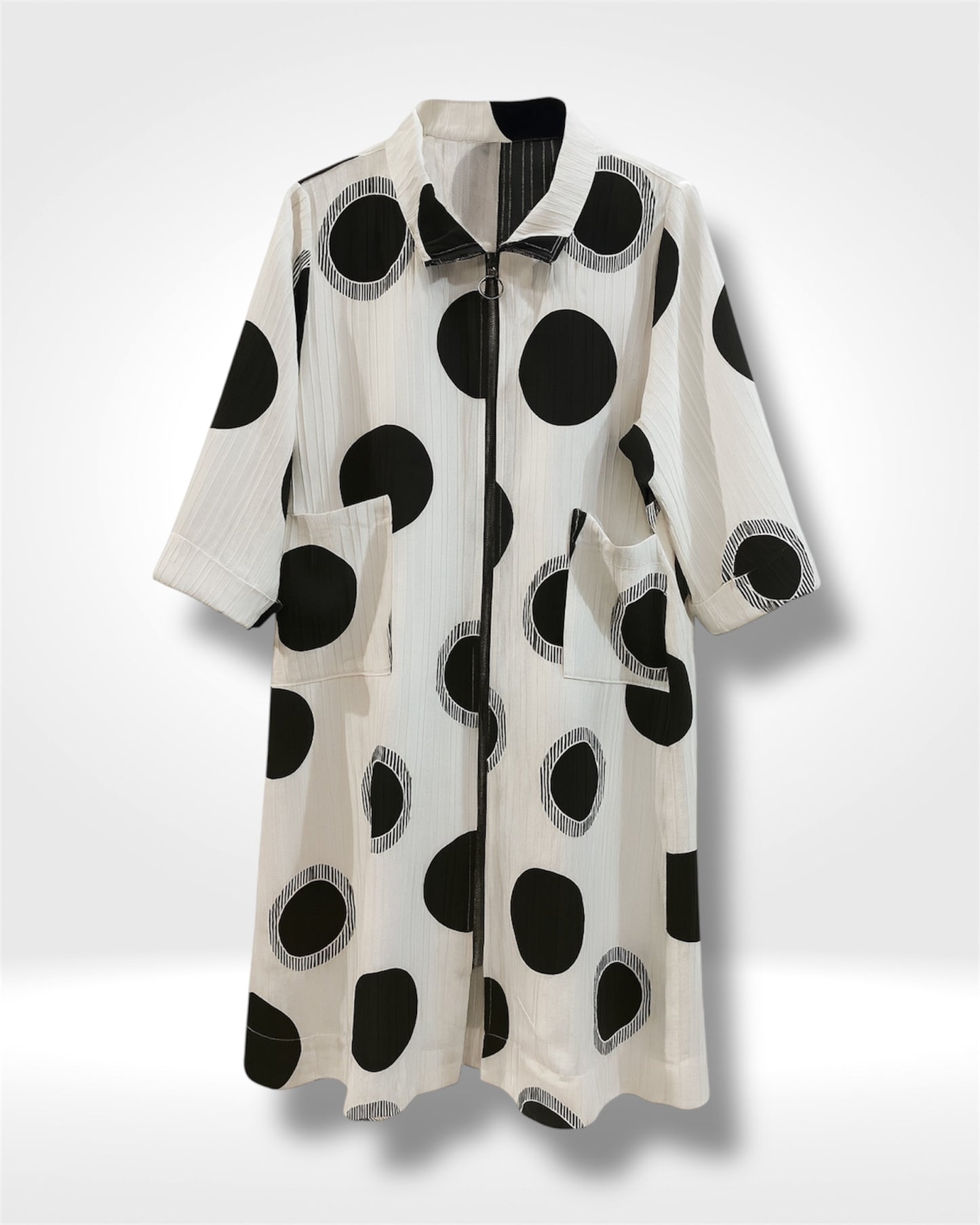 Modern Muse Polka Dot Zip Coat (Neslay)