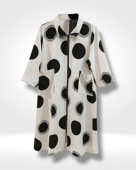 Modern Muse Polka Dot Zip Coat (Neslay)