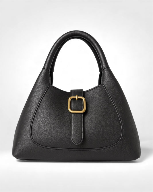 Luxe Pebbled Tote – Black