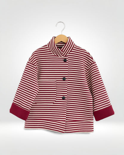 Stripe Modern Funnel-Neck Jacket