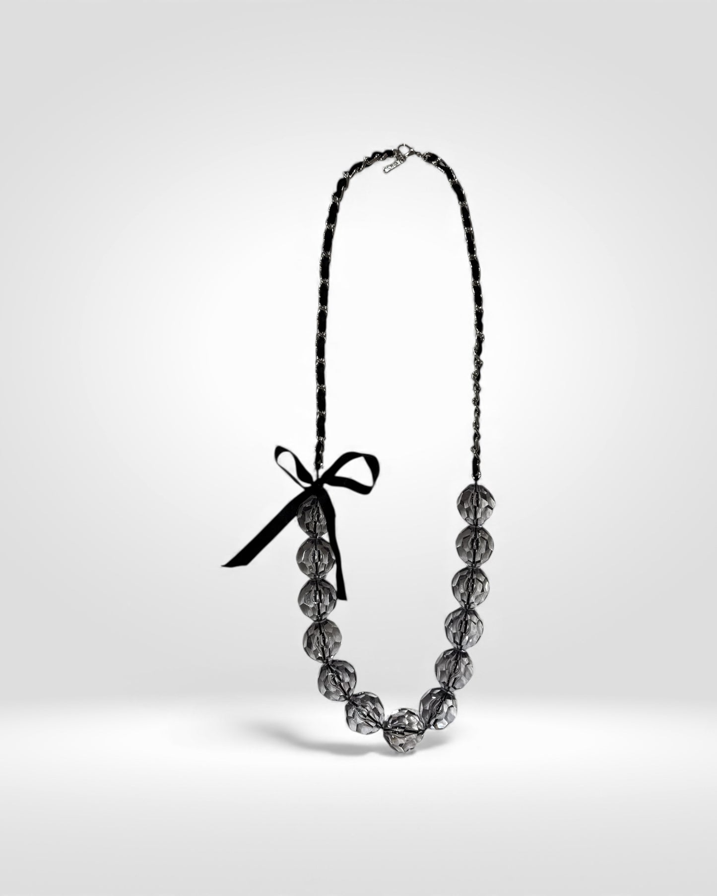 Midnight Ribbon Crystal Necklace