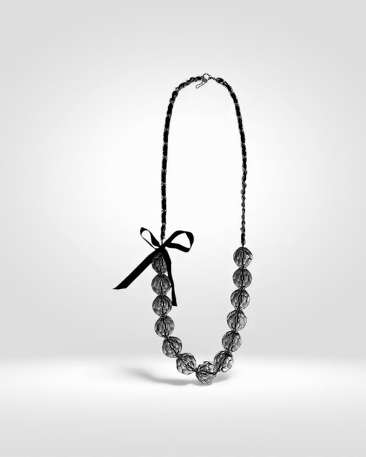 Midnight Ribbon Crystal Necklace
