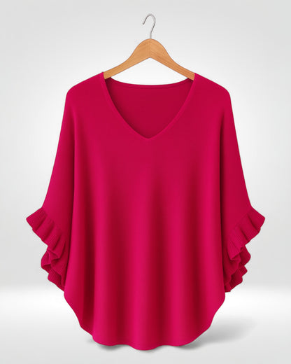 Ruffle-Sleeve Knit Top