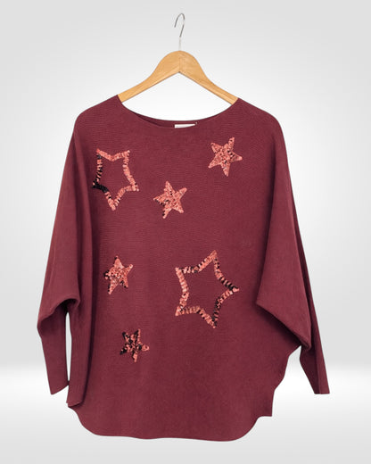 Sequin Star Ribbed Jumper