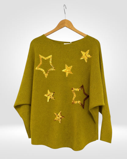 Sequin Star Ribbed Jumper