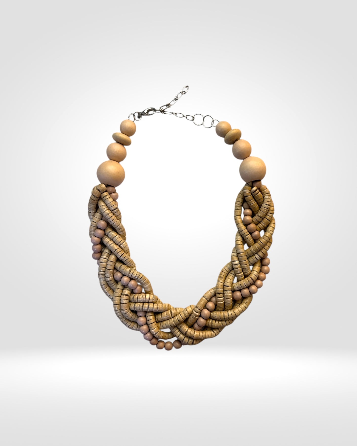 Natural Woven Wood effect Necklace