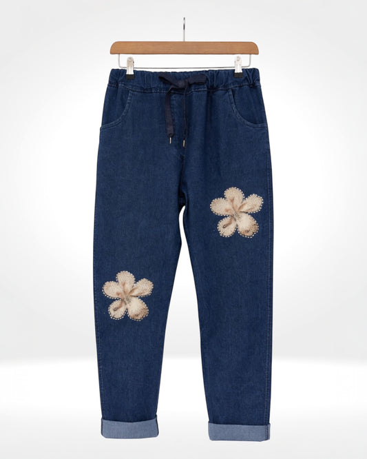 Floral Detail Denim Jeans