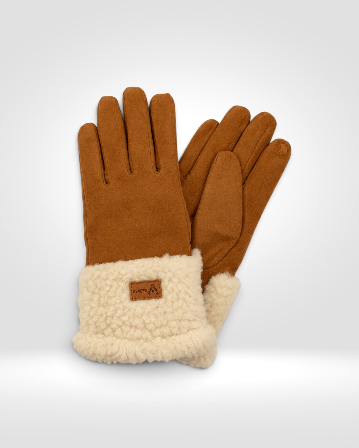 Cosy Suede-Effect Gloves with Faux Sheepskin Cuffs