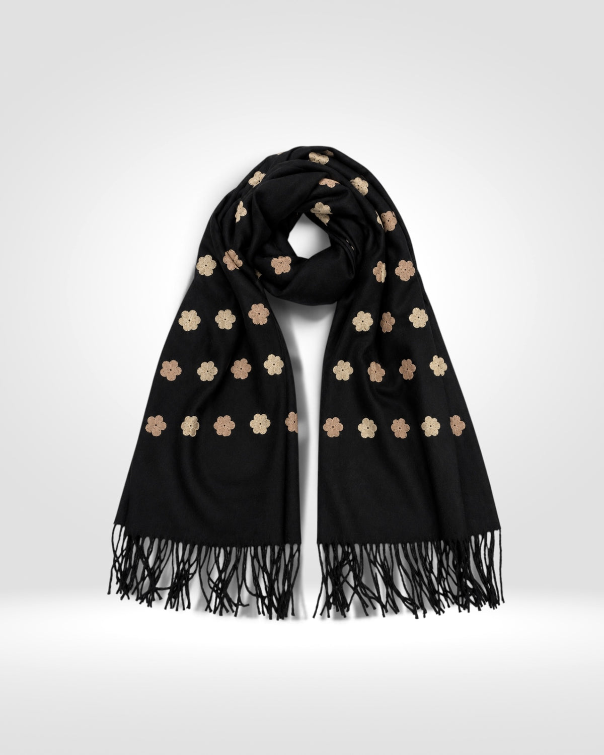 Embroidered Daisy Flower Scarf