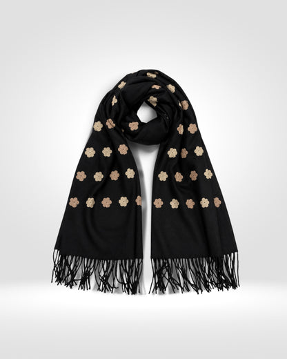 Embroidered Daisy Flower Scarf
