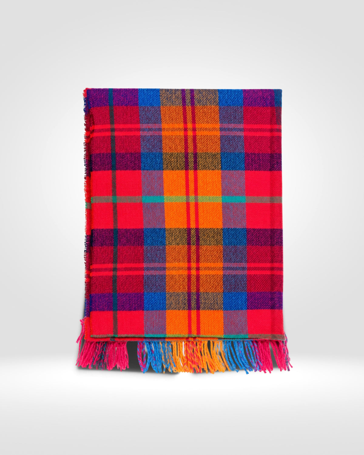 Bright Multicolour Check Scarf – Pink & Orange
