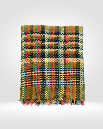Multicolour Woven Stripe Scarf – Olive Green